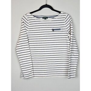 LRL Ralph Lauren Jeans Co Striped Boatneck Long Sleeve Top Pocket Women's Medium